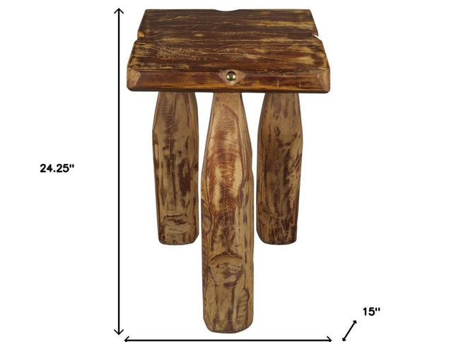 24" Brown Solid Wood Square End Table