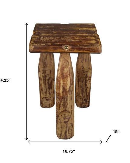 24" Brown Solid Wood Square End Table