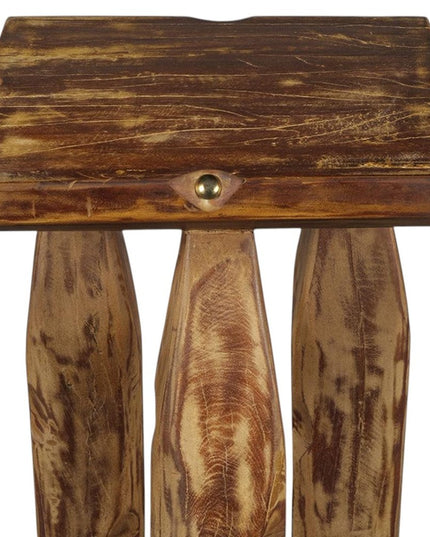 24" Brown Solid Wood Square End Table