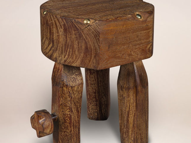 18" Brown Solid Wood Round End Table