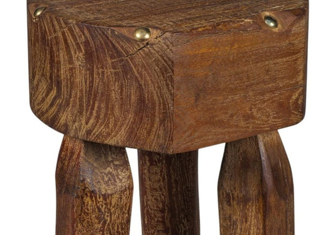 18" Brown Solid Wood Round End Table