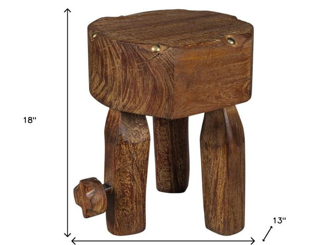 18" Brown Solid Wood Round End Table