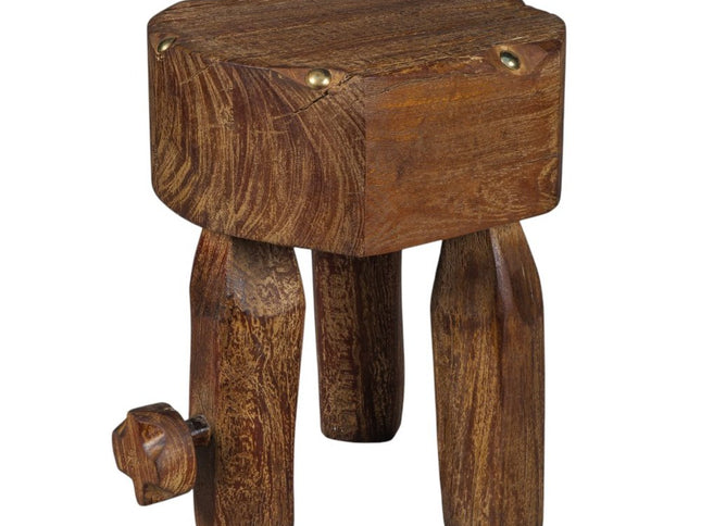 18" Brown Solid Wood Round End Table