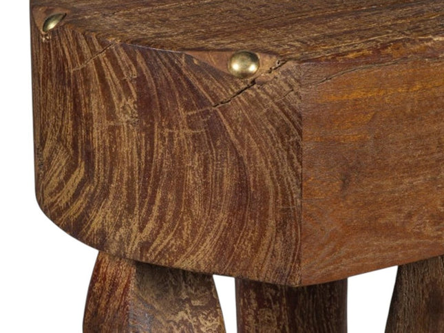 18" Brown Solid Wood Round End Table