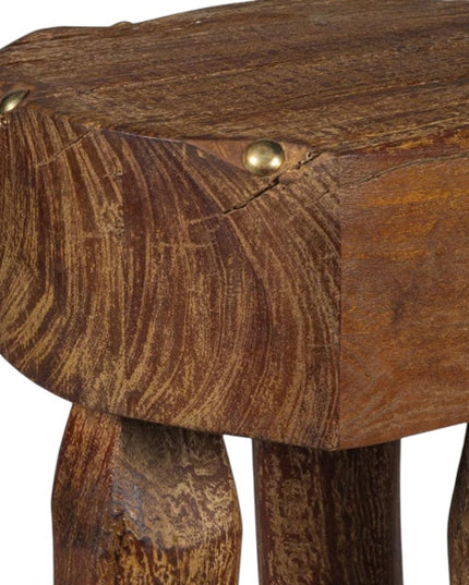 18" Brown Solid Wood Round End Table