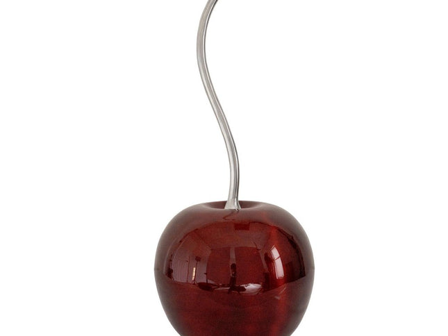 21" Red And Silver Aluminum Cherry Tabletop Sculpture