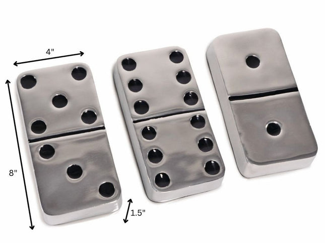 Set of Three Silver And Black Decorative Dominoes