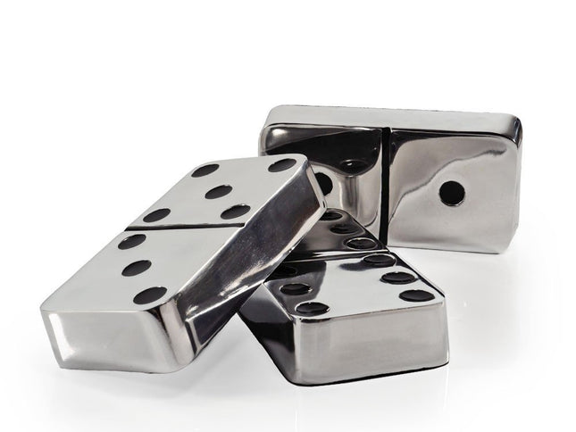 Set of Three Silver And Black Decorative Dominoes