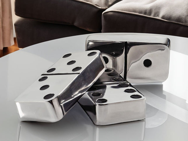 Set of Three Silver And Black Decorative Dominoes