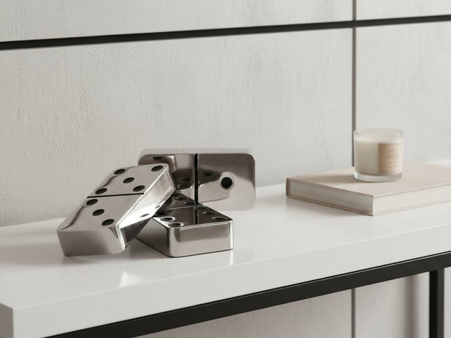 Set of Three Silver And Black Decorative Dominoes