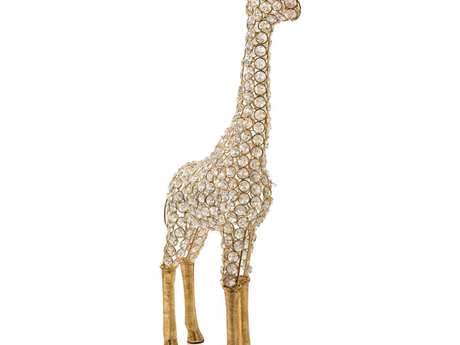 23" Gold Aluminum And Faux Crystal Giraffe Tabletop Sculpture