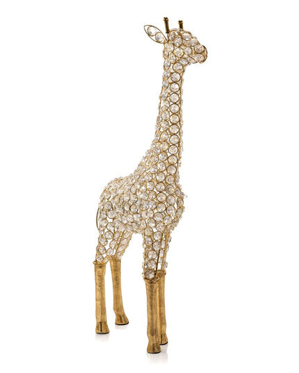 23" Gold Aluminum And Faux Crystal Giraffe Tabletop Sculpture