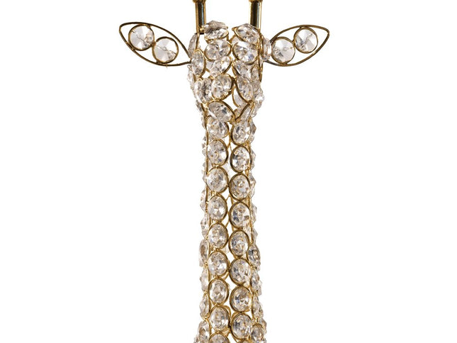 23" Gold Aluminum And Faux Crystal Giraffe Tabletop Sculpture