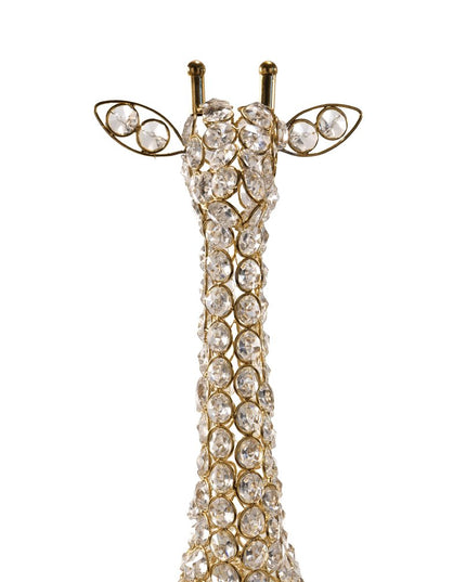 23" Gold Aluminum And Faux Crystal Giraffe Tabletop Sculpture