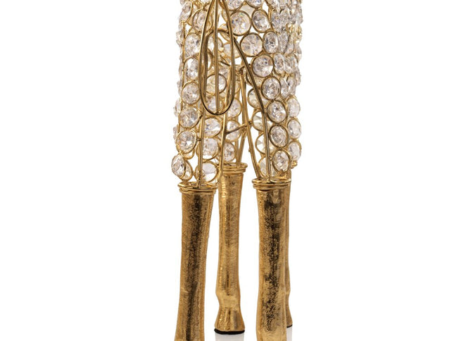23" Gold Aluminum And Faux Crystal Giraffe Tabletop Sculpture