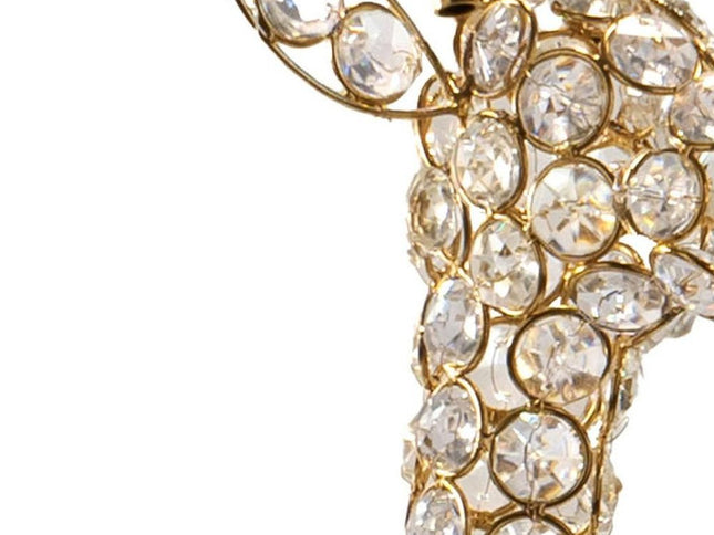 23" Gold Aluminum And Faux Crystal Giraffe Tabletop Sculpture