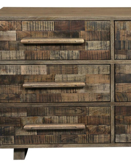 57" Brown Solid Wood Six Drawer Dresser