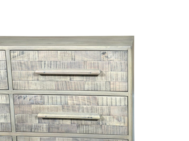 57" Gray Solid Wood Six Drawer Dresser