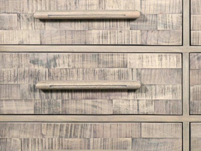 57" Gray Solid Wood Six Drawer Dresser