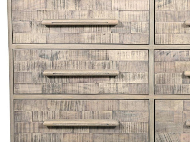 57" Gray Solid Wood Six Drawer Dresser