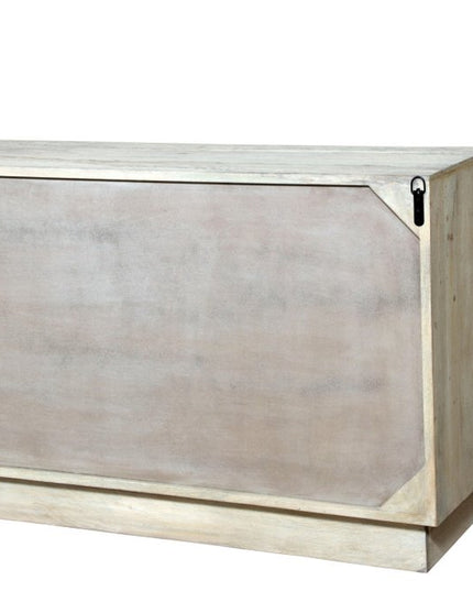 57" Gray Carved Geometric Solid Wood Six Drawer Dresser