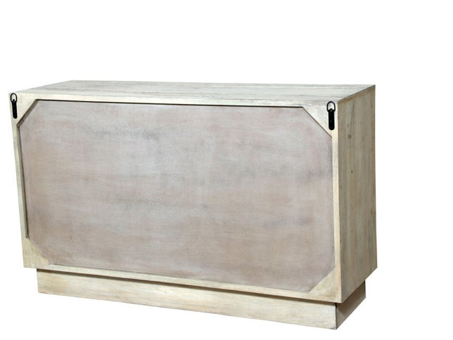 57" Gray Carved Geometric Solid Wood Six Drawer Dresser