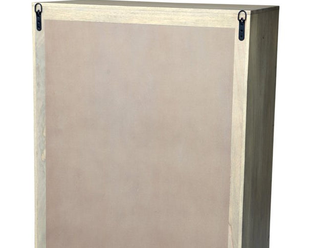 35" Gray Carved Geometric Solid Wood Five Drawer Dresser