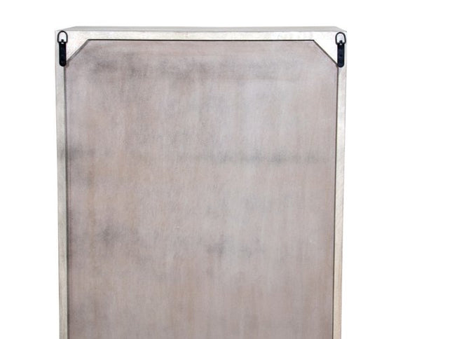 35" Gray Carved Abstract Solid Wood Five Drawer Dresser