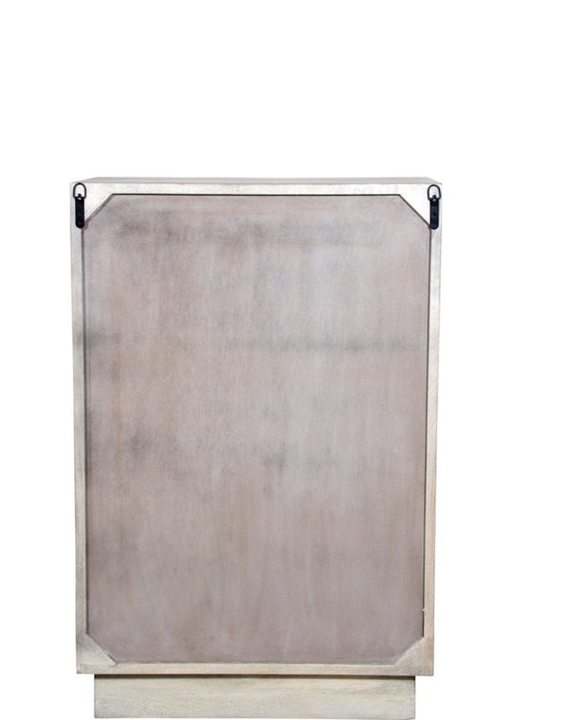 35" Gray Carved Abstract Solid Wood Five Drawer Dresser