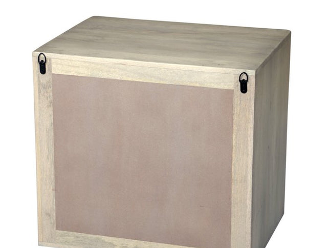 26" Gray Solid Wood Carved Geometric Two Drawer Nightstand