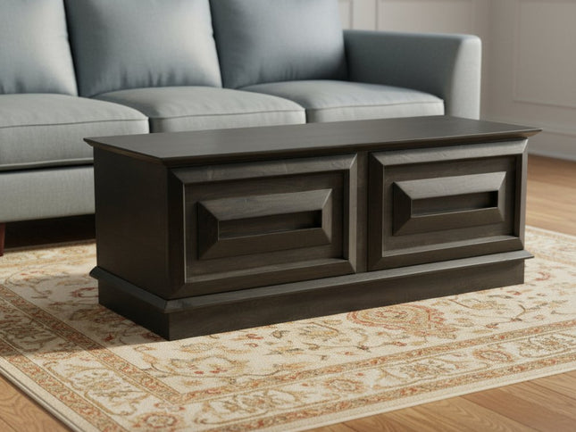 52" Dark Brown Solid Wood Storage Ottoman