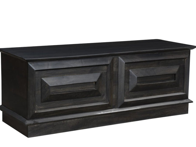 52" Dark Brown Solid Wood Storage Ottoman