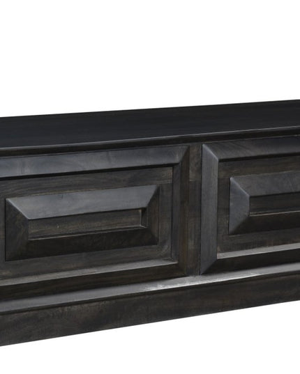 52" Dark Brown Solid Wood Storage Ottoman