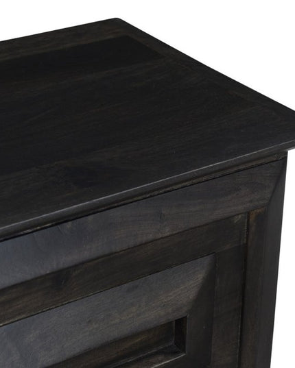 52" Dark Brown Solid Wood Storage Ottoman
