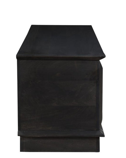 52" Dark Brown Solid Wood Storage Ottoman