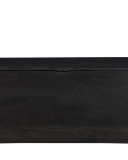 52" Dark Brown Solid Wood Storage Ottoman