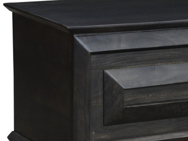 52" Dark Brown Solid Wood Storage Ottoman