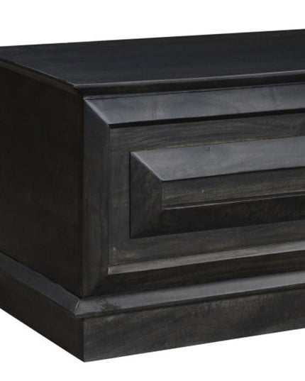 52" Dark Brown Solid Wood Storage Ottoman