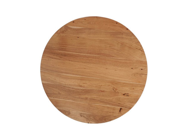 39" Brown and Black Solid Wood And Iron Round Cross Legs Coffee Table