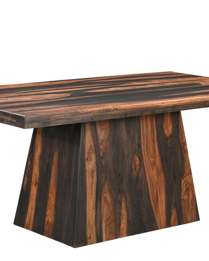 Seven Piece Brown Solid Wood Dining Set with Six Chairs