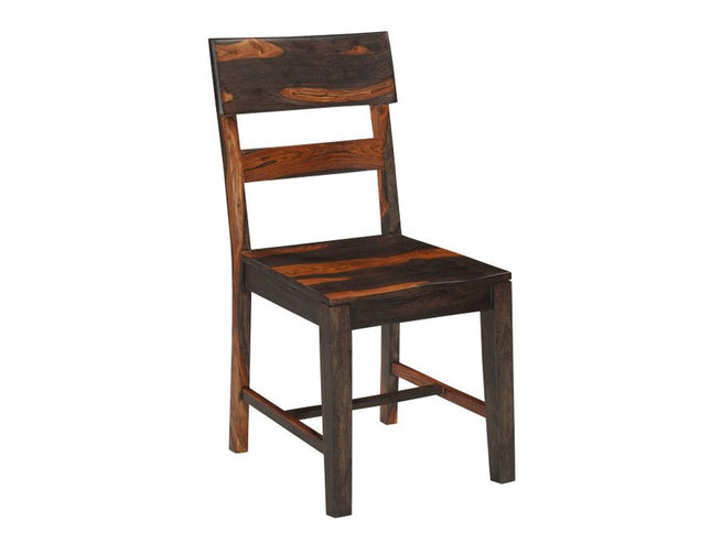 Seven Piece Brown Solid Wood Dining Set with Six Chairs