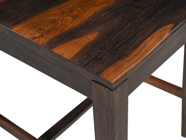 Seven Piece Brown Solid Wood Dining Set with Six Chairs