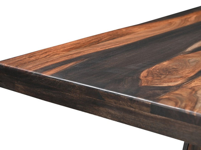 Seven Piece Brown Solid Wood Dining Set with Six Chairs