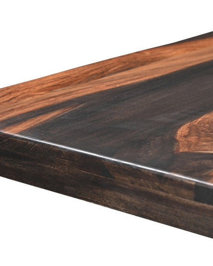 Seven Piece Brown Solid Wood Dining Set with Six Chairs