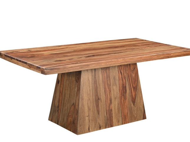 Seven Piece Brown Solid Wood Dining Set with Six Chairs and One Bench