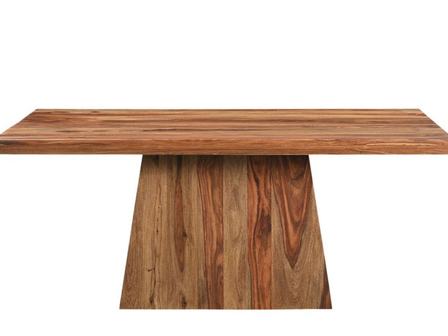 Seven Piece Brown Solid Wood Dining Set with Six Chairs and One Bench