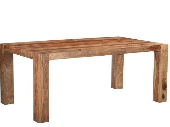 Seven Piece Brown Solid Wood Dining Set with Six Chairs and One Bench