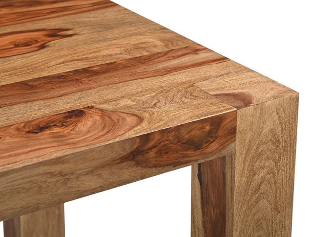 Seven Piece Brown Solid Wood Dining Set with Six Chairs and One Bench