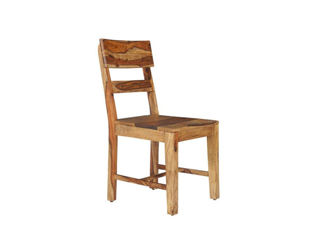 Seven Piece Brown Solid Wood Dining Set with Six Chairs and One Bench