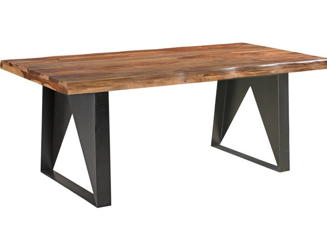 Seven Piece Brown and Black Solid Wood Dining Set with Six Chairs and One Bench